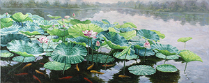 Lotus pond koi