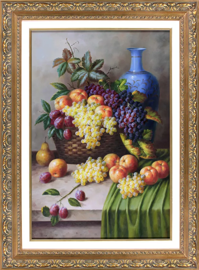 肉筆画　【静物】　山波朋子　油彩画 水果静物